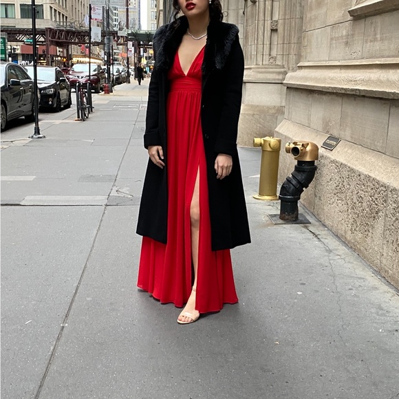 Ralph Lauren Long Wool Faux Fur Coat - Picture 1 of 7